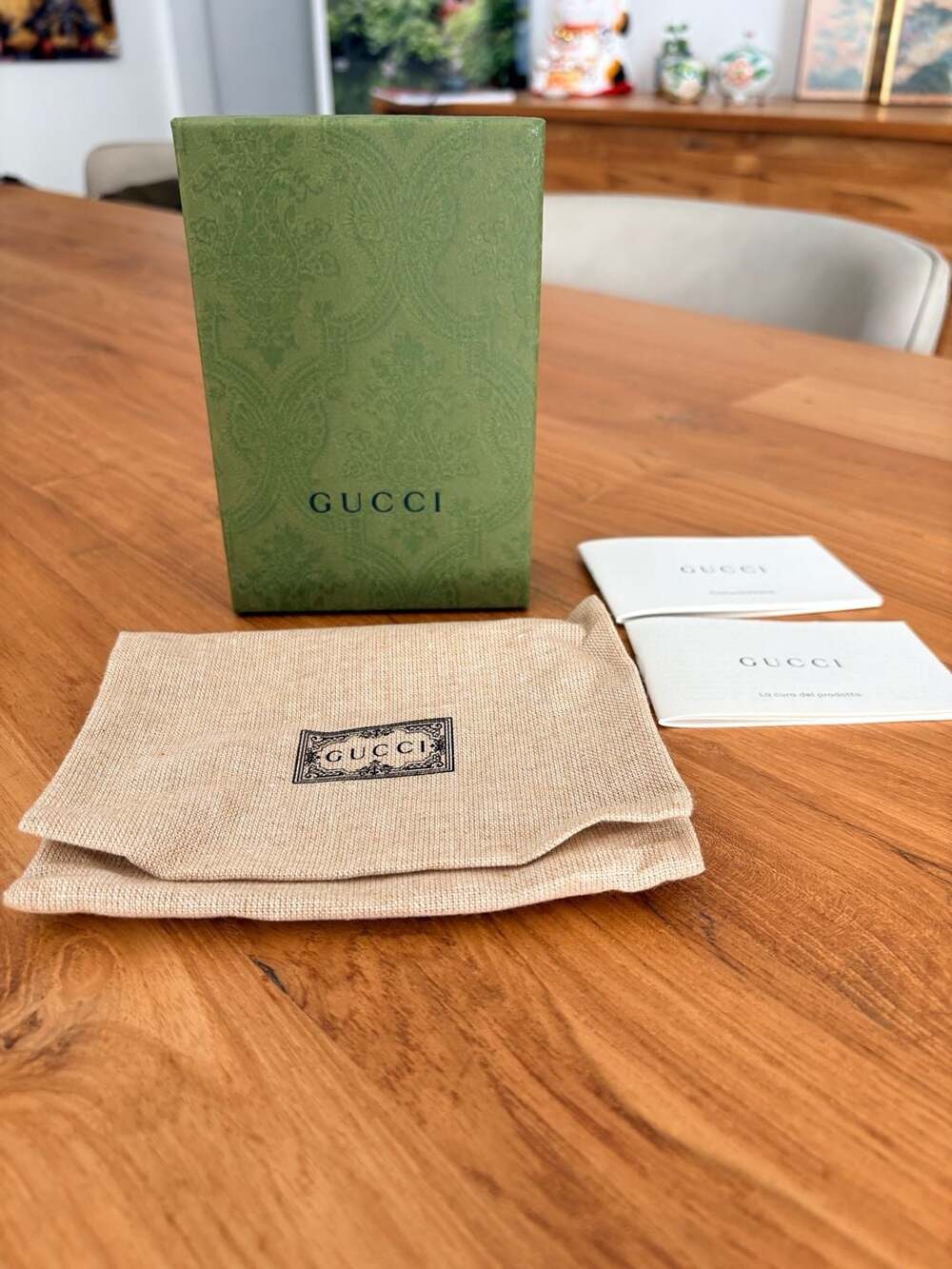 Gucci Green Presentation Box and Dust Bag with Care Booklets